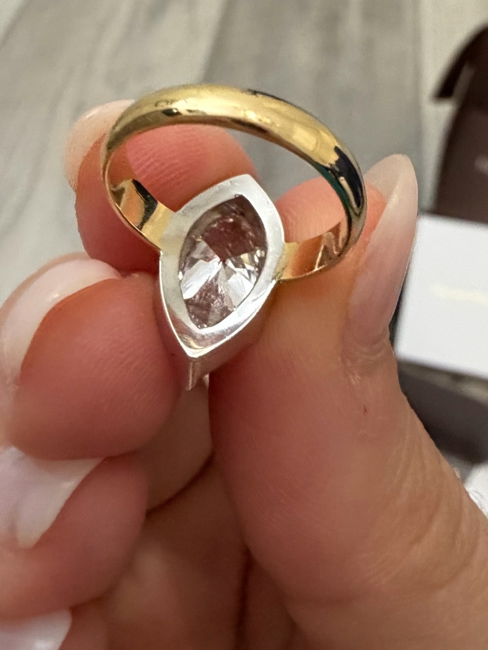 Real Fine Studio Mega Marquise Button Back Ring Size 3 Pinky Ring - Picture 11 of 15